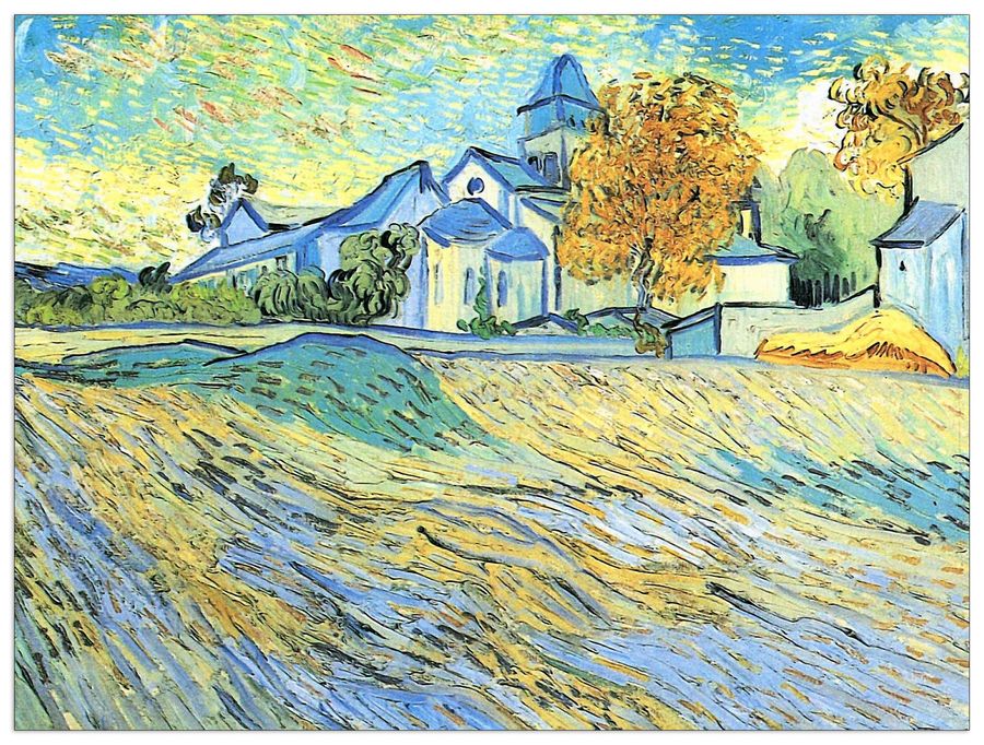 Van Gogh Vincent - View of the church of Saint-Paul-de-Mausole , Decorative MDF Panel (120x90cm)