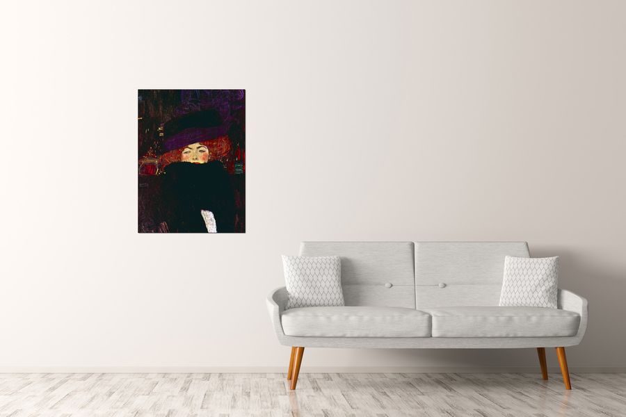 Klimt Gustav - Lady with hat and feather, Decorative MDF Panel (60x80cm)