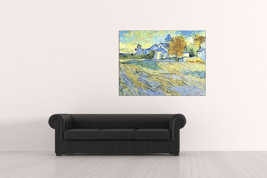 Van Gogh Vincent - View of the church of Saint-Paul-de-Mausole , Decorative MDF Panel (120x90cm)
