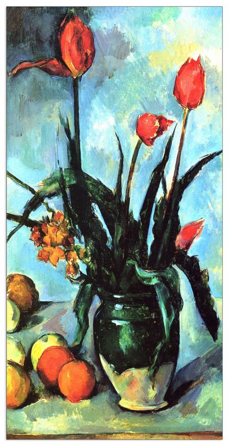 Cezanne Paul - Still Life, vase with Tulips, Decorative MDF Panel (50x100cm)