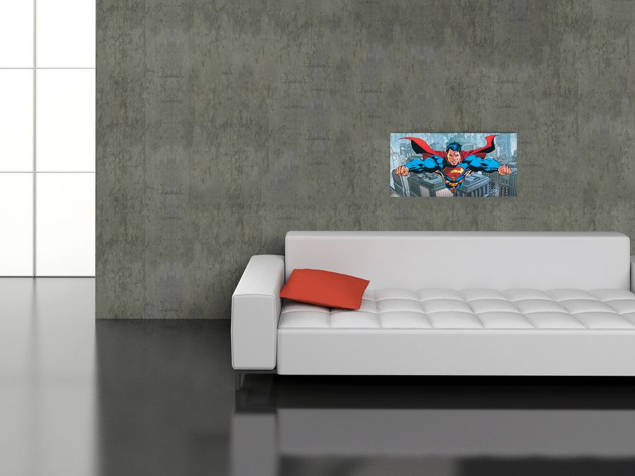 Dc Comics - Flying Over Metropolis, Decorative MDF Panel (100x50cm)
