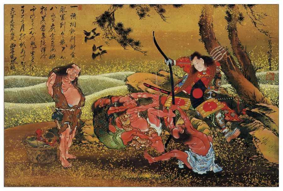 Hokusai Katsushika  - Tametomo and the demons, Decorative MDF Panel (135x90cm)