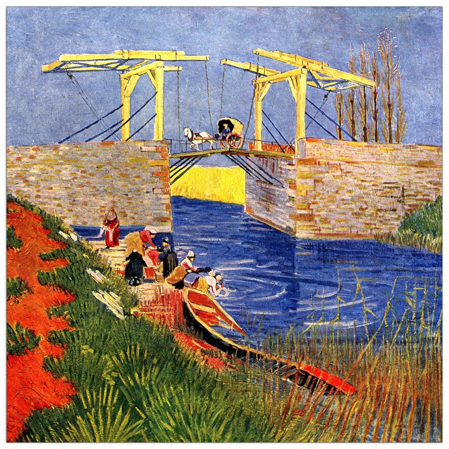 Van Gogh Vincent - The Langlois Bridge at Arles with Women Washing, Decorative MDF Panel (100x100cm)