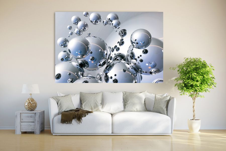 Trevor Scobie - Silver Orbs, Decorative MDF Panel (175x115cm)