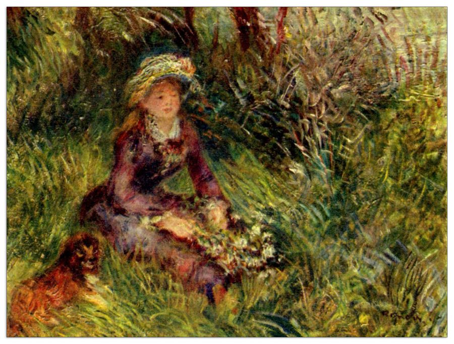 Renoir Pierre-auguste - Madame Renoir with dog, Decorative MDF Panel (80x60cm)