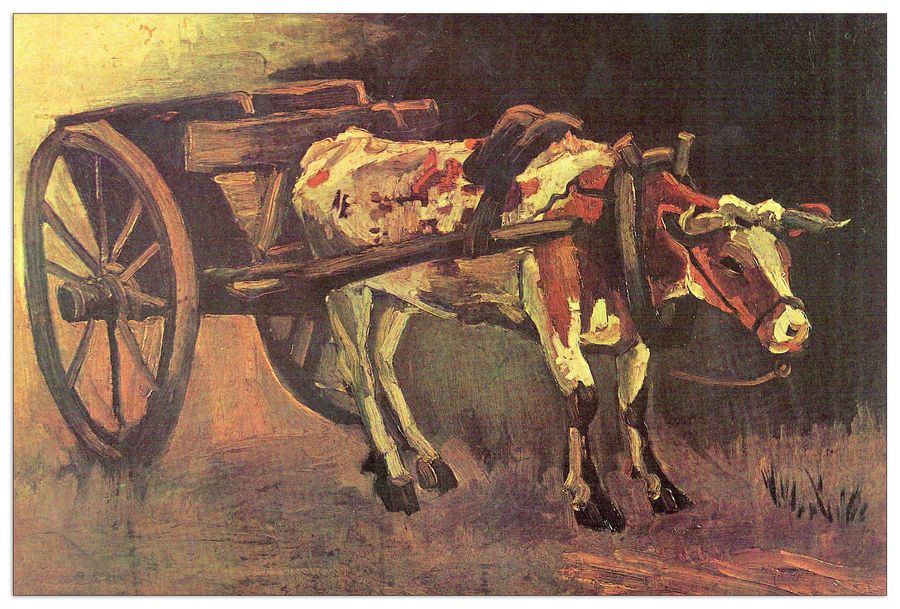 Van Gogh Vincent - Ox carts with brown Ox, Decorative MDF Panel (90x60cm)