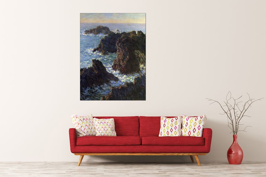 Monet Claude - Rocky peaks at the Belle-Ile, Decorative MDF Panel (90x120cm)