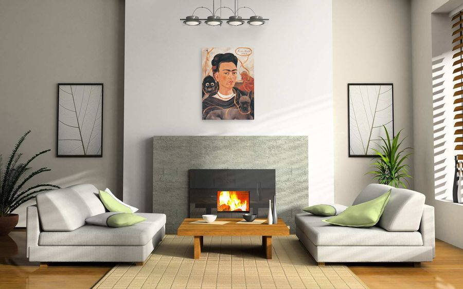 Kahlo - Autoritratto Con Scimmia, Decorative MDF Panel (49x68cm)