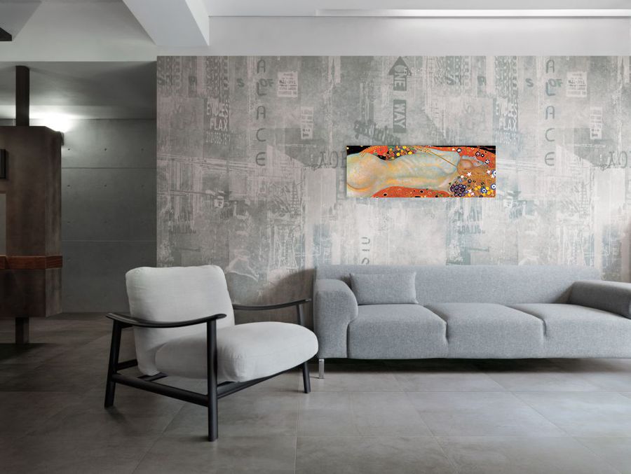 Klimt - Wasserschlangen Detail 1, Decorative MDF Panel (100x35cm)