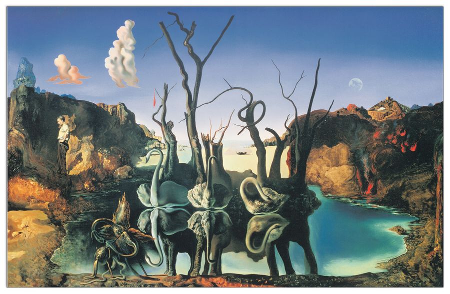 DalÌ - Il riflesso dei cigni genera l'immagine degli elefanti, 1937, Decorative MDF Panel (80x60cm)