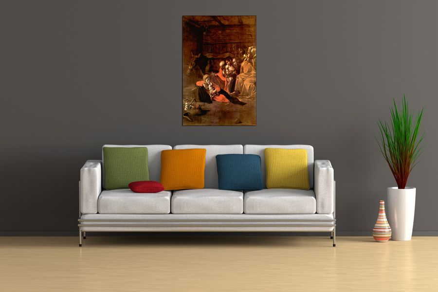 Caravaggio - Adoration of the Shepherds, Decorative MDF Panel (60x90cm)