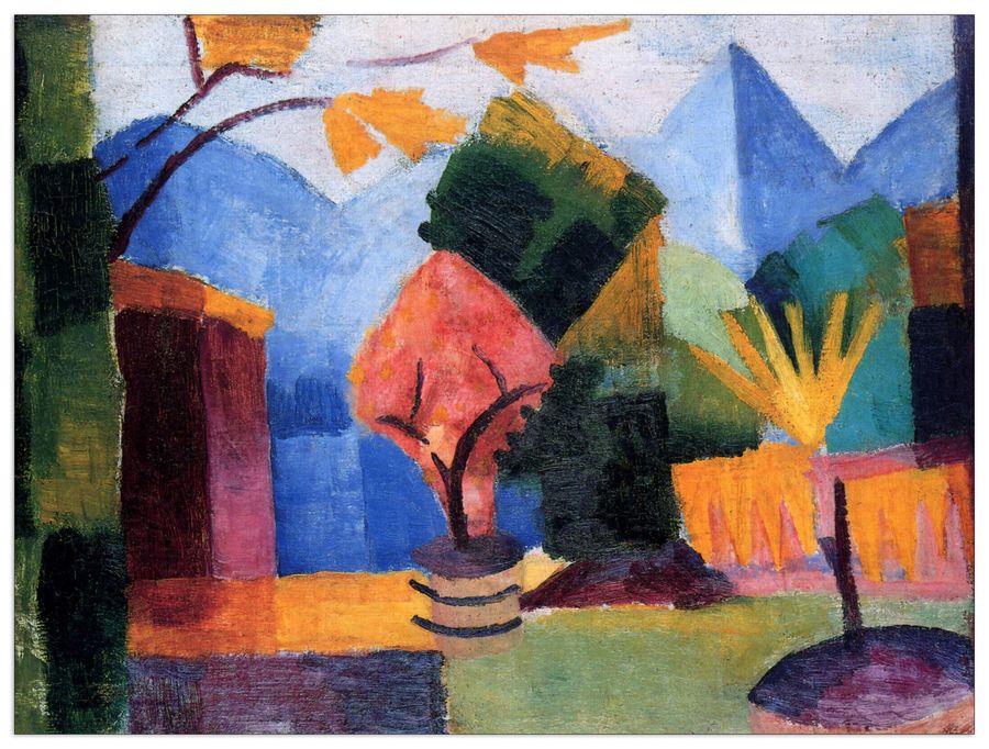 Macke August - Garden on the lake of Thun, Decorative MDF Panel (120x90cm)