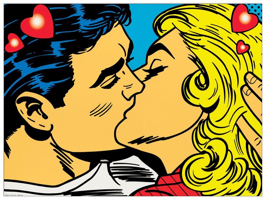Dale - Couple Kissing, Decorative MDF Panel (80x60cm)
