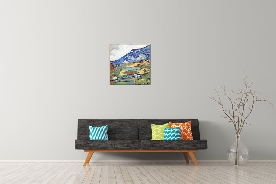 Van Gogh Vincent - Les Alpilles, a mountain landscape near Saint-ReÌmy, Decorative MDF Panel (50x50cm)