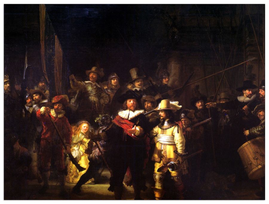 Rembrandt - Night Watch, Decorative MDF Panel (80x60cm)