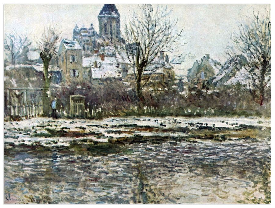 Monet Claude - Snow in Vetheuil , Decorative MDF Panel (80x60cm)