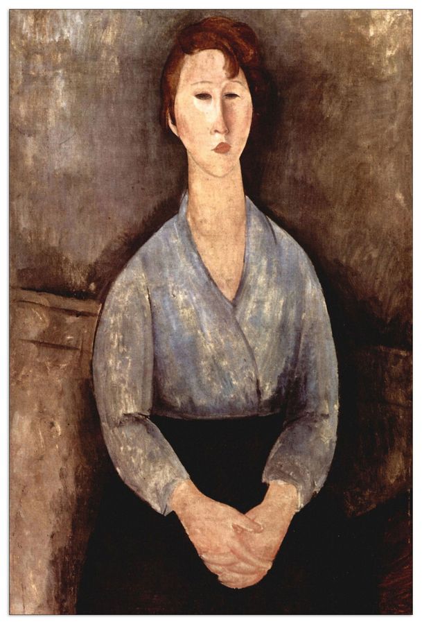 Modigliani Amedeo - Sitting woman with blue blouse, Decorative MDF Panel (60x90cm)