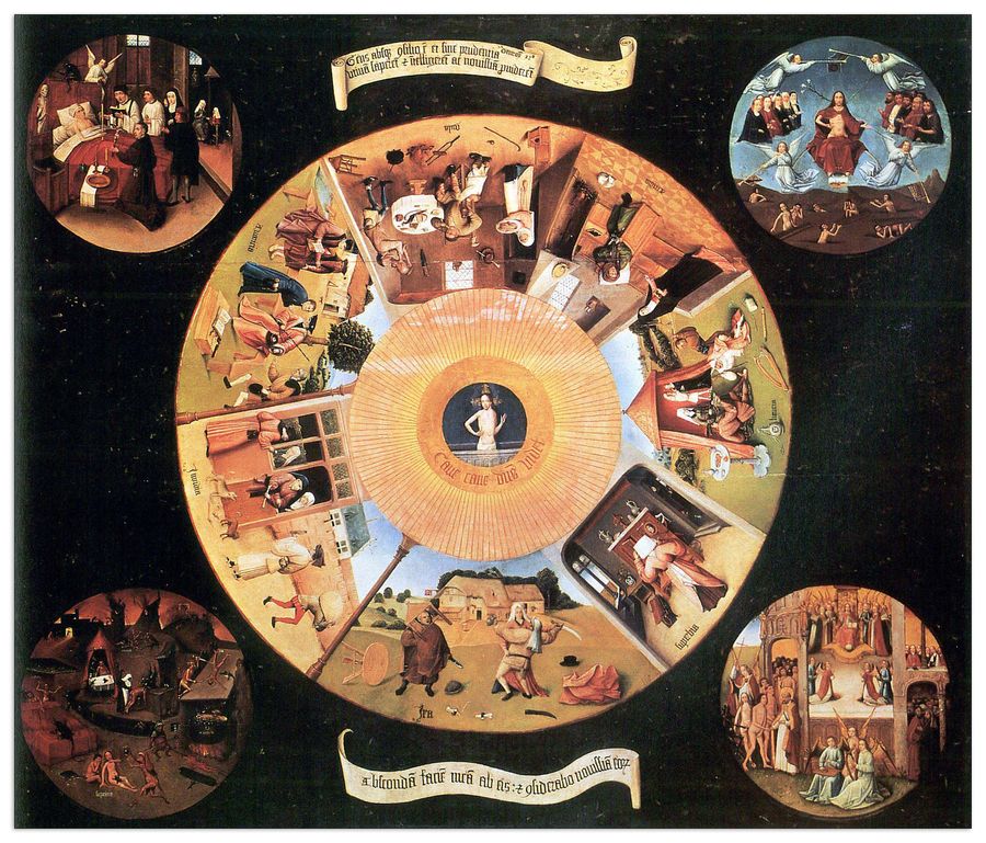 Bosch Hieronymus  - Table with scenes of the seven deadly sins, Decorative MDF Panel (100x85cm)