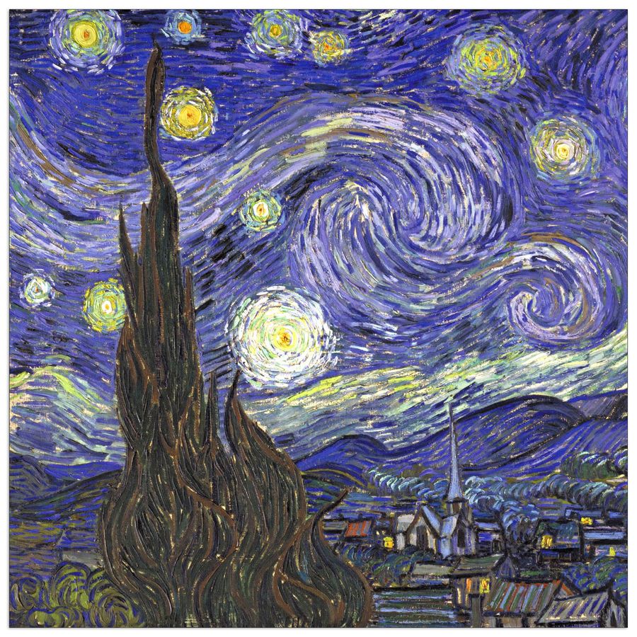 Van Gogh Vincent - Starry Night, Decorative MDF Panel (30x30cm)