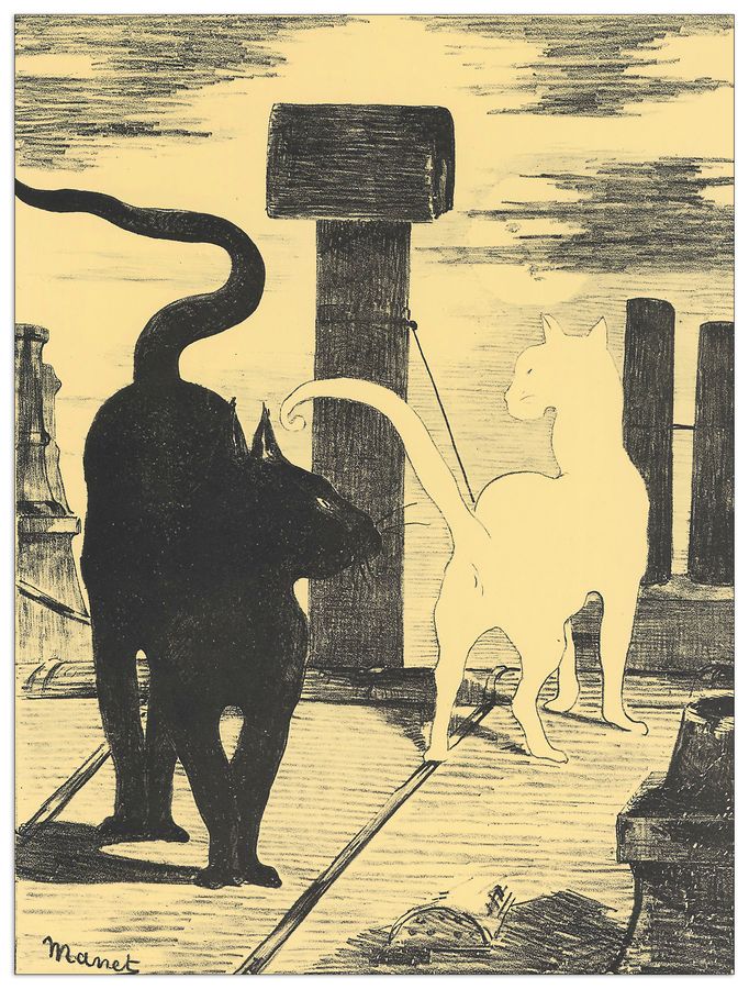 Manet Édouard - Rendevouz of Cats, Decorative MDF Panel (90x120cm)