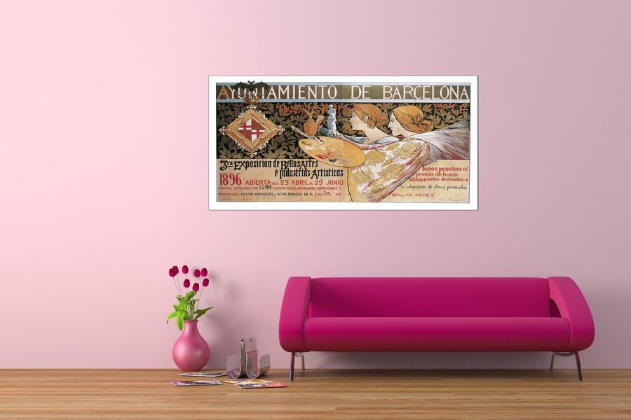 Alexandre De Riquer - 3rd exposicion de Bellas Artes, Decorative MDF Panel (140x70cm)