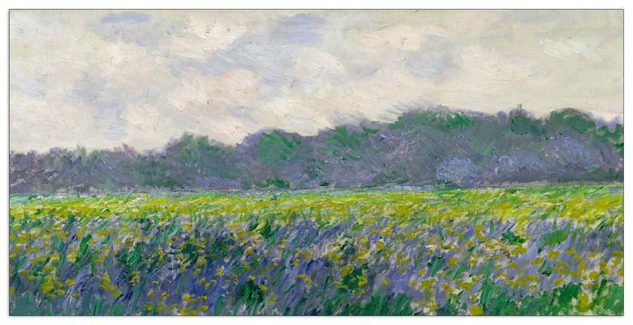 Monet Claude - Field of Yellow Irises, Decorative MDF Panel (140x70cm)