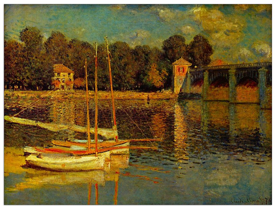 Monet Claude - Bridge at Argenteuil, Decorative MDF Panel (120x90cm)