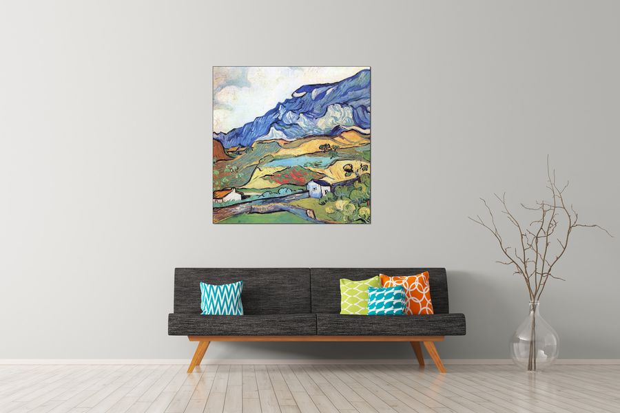 Van Gogh Vincent - Les Alpilles, a mountain landscape near Saint-ReÌmy, Decorative MDF Panel (100x100cm)