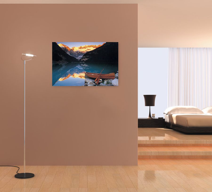 Anonymous - Canoe On Lake Louise, Decorative MDF Panel (90x60cm)