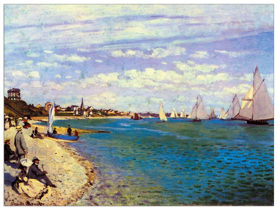 Monet Claude - The Beach at Sainte Adresse, Decorative MDF Panel (80x60cm)