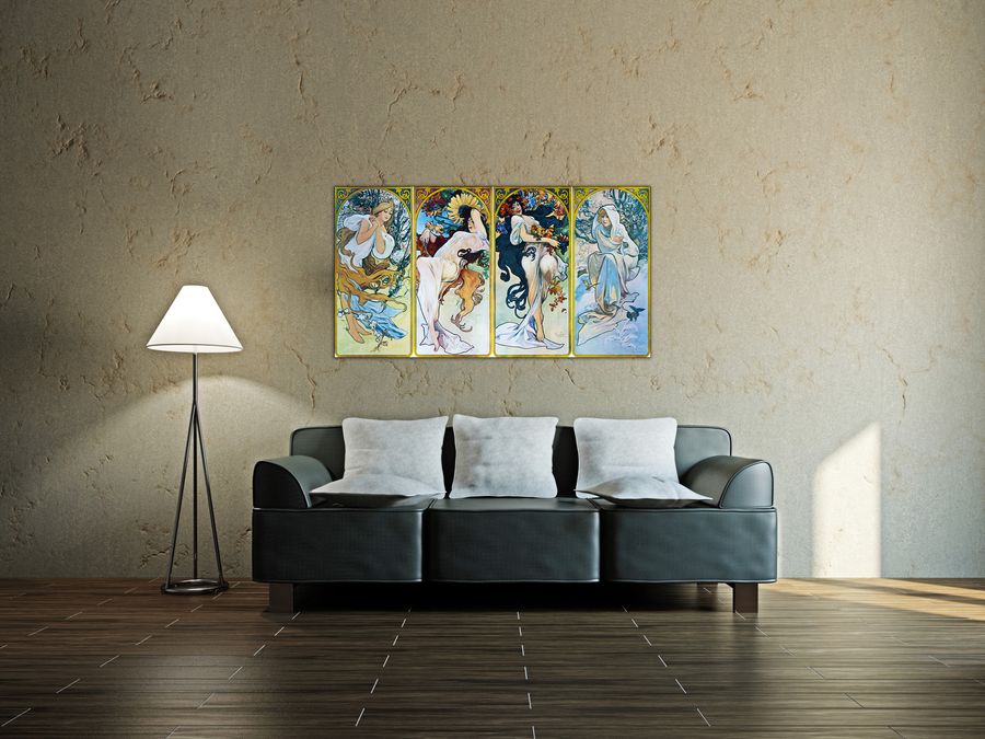 Mucha - Les saisons 1897, Decorative MDF Panel (100x54cm)