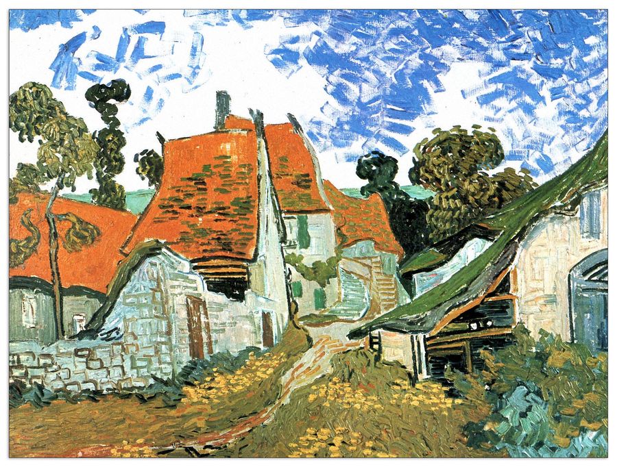 Van Gogh Vincent - Houses in Auvers , Decorative MDF Panel (80x60cm)