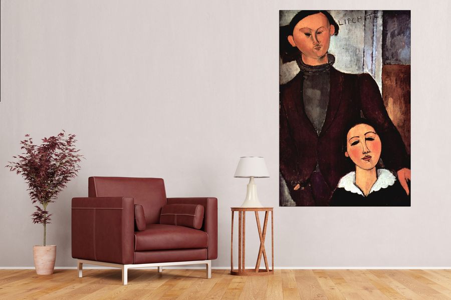 Modigliani Amedeo - Portrait of the married couple Lipchitz, Decorative MDF Panel (90x135cm)