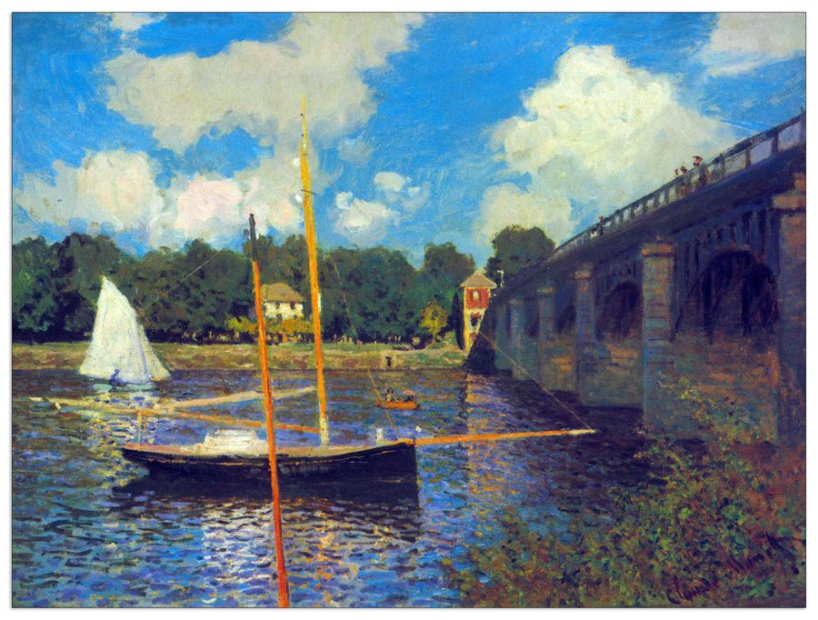 Monet Claude - The road bridge, Argenteuil, Decorative MDF Panel (80x60cm)