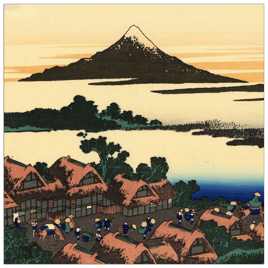 Hokusai Katsushika  - Dawn at Isawa in the Kai province, Decorative MDF Panel (50x50cm)