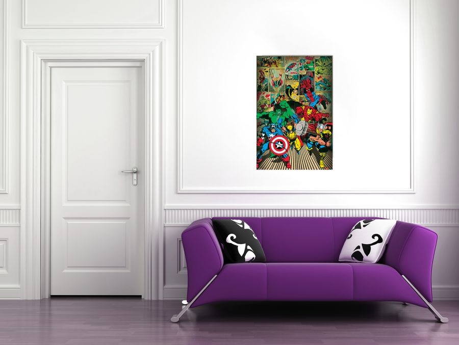 Marvel Comics - Here Come the Heroes, Decorative MDF Panel (60x90cm)