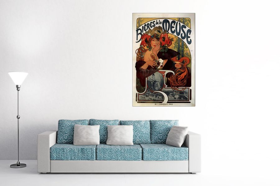Mucha Alphonse - Bieres de la Meuse, Decorative MDF Panel (90x135cm)