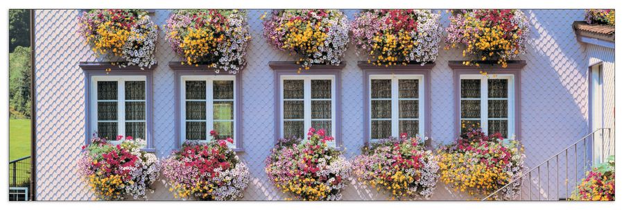 Yamashita - Bloomed Balconies, Appenzel, Switzerland, Decorative MDF Panel (95x33cm)