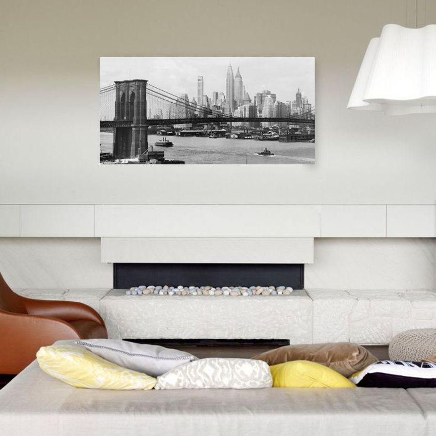 Gendreau - Manhattan Skyline And Brooklyn Bridge, Decorative MDF Panel (140x70cm)