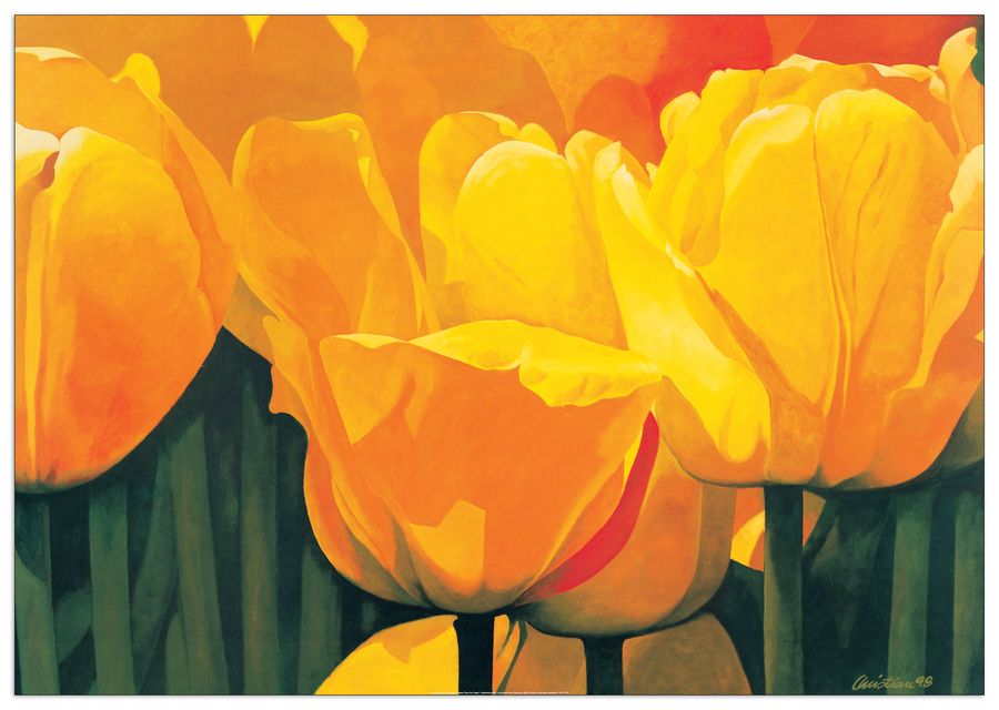 Christian - Yellow Time For Tulips, Decorative MDF Panel (100x70cm)
