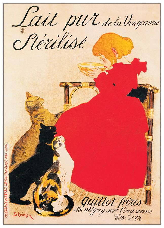 Steinlen - Lait Sterlise, Decorative MDF Panel (65x90cm)