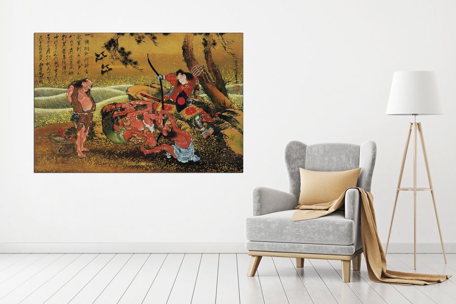 Hokusai Katsushika  - Tametomo and the demons, Decorative MDF Panel (135x90cm)