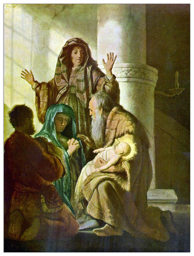 Rembrandt - Hannah and Simeon in the temple, Decorative MDF Panel (60x80cm)