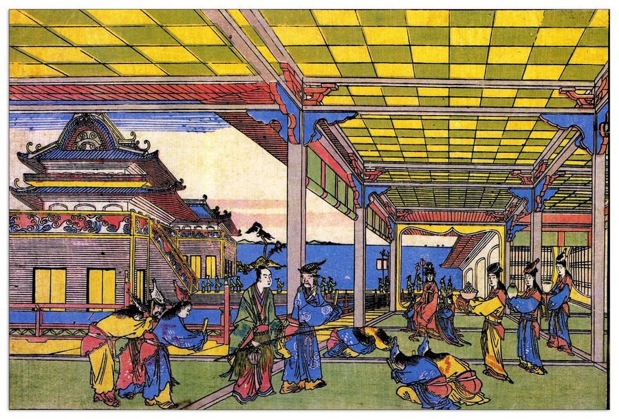 Hokusai Katsushika  - Scene in blue, Decorative MDF Panel (135x90cm)