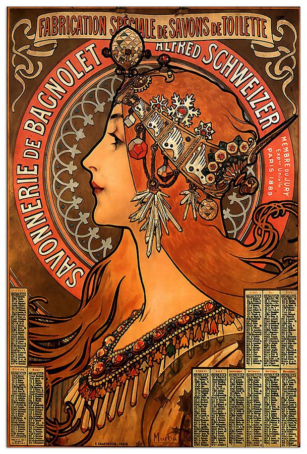 Mucha Alphonse - Savonnerie de Bagnolet, Decorative MDF Panel (60x90cm)