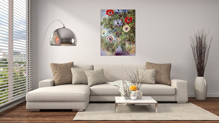 Monet Claude - Still Life with Anemones, Decorative MDF Panel (60x80cm)