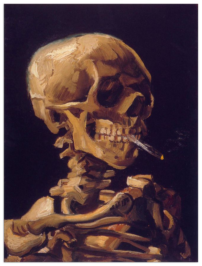 Van Gogh Vincent - Skull with a Burning Cigarette, Decorative MDF Panel (60x80cm)