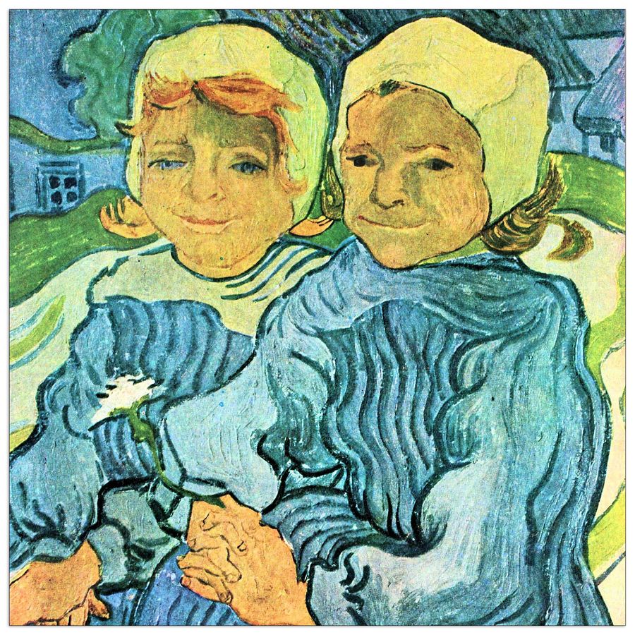 Van Gogh Vincent - Two Children II, Decorative MDF Panel (30x30cm)